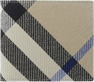 Burberry Checked Cotton Blend Bifold Wallet