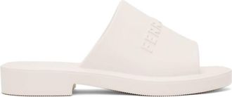 Ferragamo Mens White Logo-Embossed Slip-On Sandals, Size 6