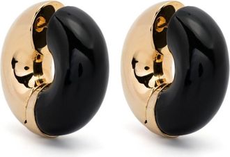 UNCOMMON MATTERS Status two-tone hoop earrings - women - Onyx/Gold Plated Brass - One Size