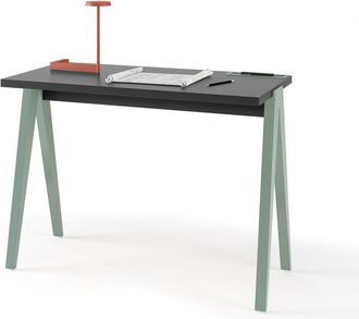 HERDASA Escritorio 629 De La Colecci&oacute;n Comp&aacute;s Grafito De Melamina Y Patas De Haya Verde De Herdasa