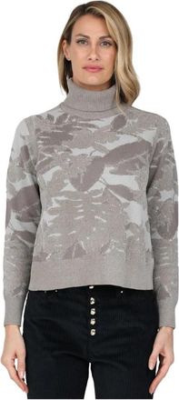 Roberto Ricci Design Fluweel jacquard coltrui - Dames - Coltruien - Grijs - XS - Truien & Vesten