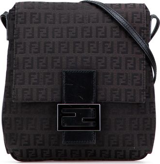 Fendi Pre-owned Womens Signature Ff Logo Crossbody Bag - Dark Grey Textile - One Size