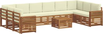 vidaXL Conjunto De Sof&aacute;s De Exterior 11 Uds. Natural Y Crema Vidaxl