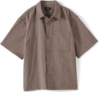 Cotton On Mens Darcy Short Sleeve Shirt in Choc Mini Check at Nordstrom, Size Xx-Large