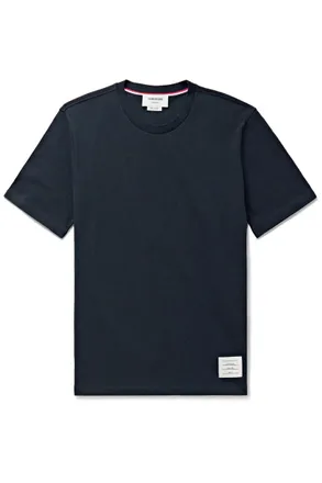 Thom Browne Logo-Appliquéd Striped Cotton-Piqué T-Shirt