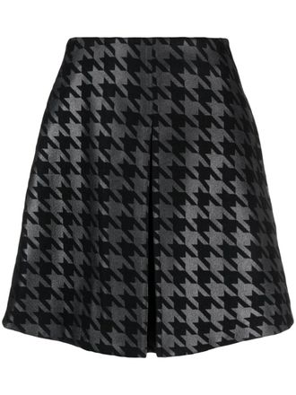 Moncler x FRGMT houndstooth pattern miniskirt - women - Acrylic/Polyester/Wool/Polyamide - 40 - Black