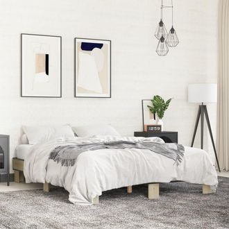 vidaXL Vidaxl - Estructura Cama Madera Ingenier&iacute;a Metal Roble Sonoma 150x200 Cm