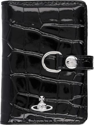 Vivienne Westwood Black Crocodile-Embossed Calfskin Leather Wallet