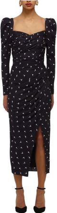 Self Portrait Black Polka Dot Midi Dress Size XS