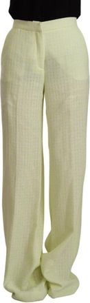 Msgm Elegante rechttoe-rechtaan broek met hoge taille - Dames - Wijde Broeken - Geel - M - Katoen - Broeken