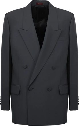 Gucci Double-breasted Technical Panama Jacket - Heren - Blazers - Grijs - XL - Polyester - Jassen