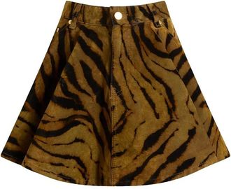 Ganni Printed Flock Denim Mini Skirt