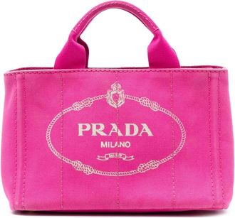 Prada Pre-owned Handbags, female, Pink, Size: ONE SIZE Pre-owned Vintage Canvas Tote Bag
