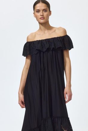 H&M Broderie Anglaise Off-the-shoulder Dress in Black at Nordstrom, Size Xx-Large