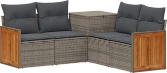 vidaXL Juego De Sof&aacute; 5 Uds. Gris Y Gris Oscuro Rat&aacute;n Sint&eacute;tico Y Acero Vidaxl