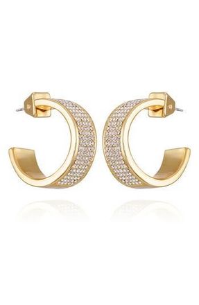 Vince Camuto Pav&eacute; Crystal C Hoop Earrings in Gold Tone at Nordstrom Rack