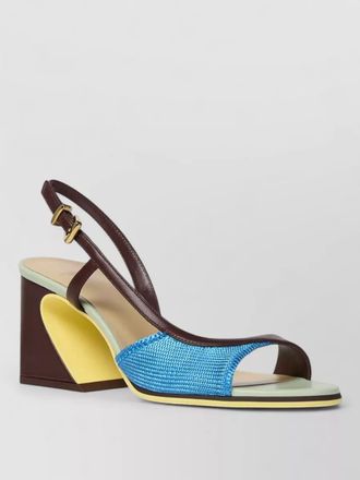 Fendi arco knit nappa leather block heel sandals