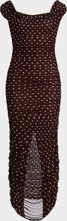 Black Halo Evangeline Polka Dot Maxi Dress