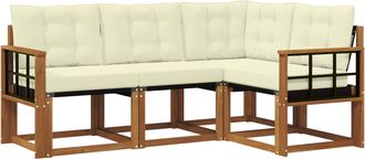 vidaXL Conjunto De Sof&aacute;s De Exterior 4 Uds. Natural Y Crema Vidaxl