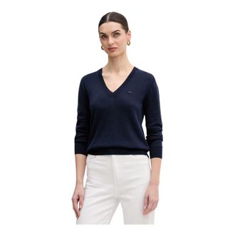Lacoste Naadloze gebreide V-hals trui - Dames - Truien - Blauw - Maat: S Katoen