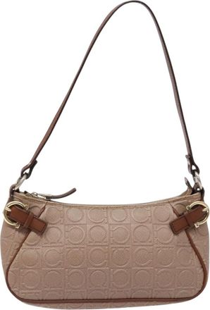 Ferragamo Gancini Brown Leather Shoulder Bag (Pre-Owned)