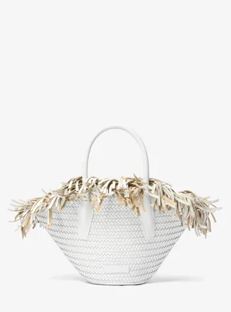 Michael Kors Sardinia Mini Hand-Woven Leather Basket Tote Bag