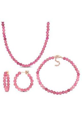 Delmar Pink Tourmaline Beaded Earrings, Bracelet & Necklace Set at Nordstrom Rack