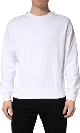 Dolce & Gabbana White Cotton Crew Neck Sweatshirt Mens Sweater (Pre-Owned)