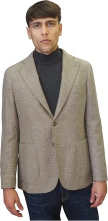 Barba Wool Canvas Blazer - Heren - Blazers - Beige - 2XL - Wol - Jassen