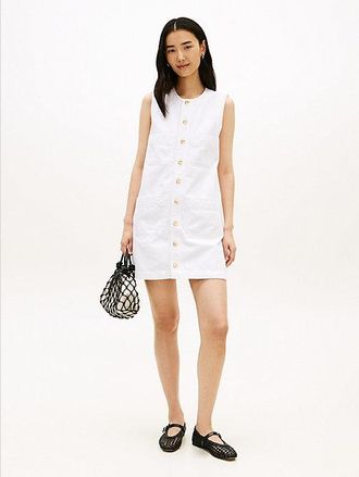 Tommy Hilfiger Gold-Tone Button Denim Mini Shift Dress