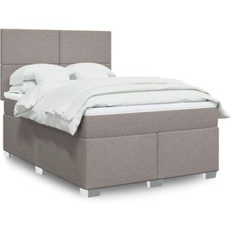 vidaXL Vidaxl - Cama Box Spring Con Colch&oacute;n Tela Gris Taupe 140x190 Cm