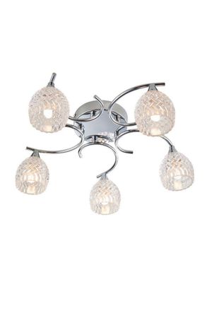 Netlighting Boyer 5 Light Semi Flush Multi Arm Ceiling Light Chrome G9 in Grey