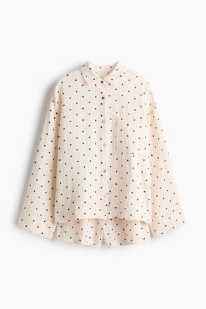 H&M Pyjama mit Oberteil und Shorts - Cremefarben/Polka Dots
