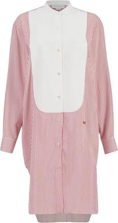 Stella McCartney Stripe Satin Silk Midi Dress - Dames - Shirt Kleedjes - Veelkleurig - XS - Satijn - Kleedjes