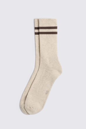Moss Oatmeal Melange Chocolate Stripe Socks