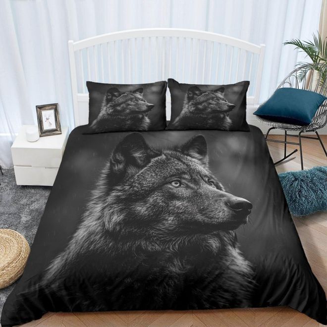 Generic Bettbezüge Set 135x200 cm für Kinder Jungen Mädchen Jugendliche, Tierischer schwarzer Wolf Thema Bettwäsche, Weiche Atmungsaktiv Microfaser Bettbezug ab 31,99 €