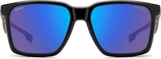 Carrera x Ducati 56mm Rectangular Sunglasses in Black/White/Blue at Nordstrom
