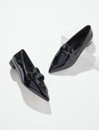 Talbots Scarlet Patent Leather Twist Pointed Toe Loafers - Black - 10 1/2 M Talbots