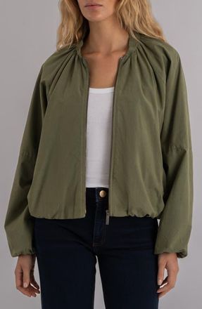 Kut from the Kloth Lainey Ruched Bomber Jacket in Cedar Green at Nordstrom, Size X-Large