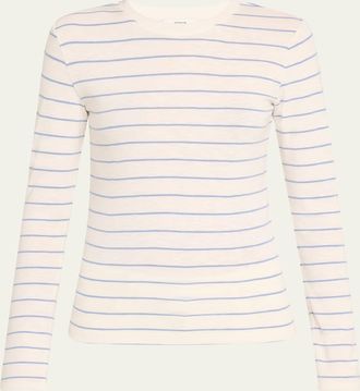 Vince Striped Long-Sleeve Crewneck T-Shirt