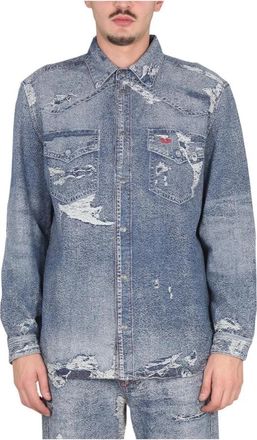 Diesel Casual Shirts - Heren - Spijkeroverhemden - Blauw - M - Overhemden