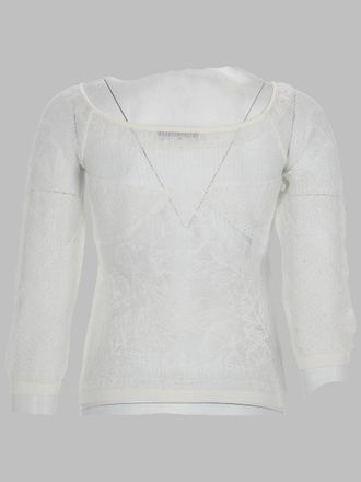 Alberta Ferretti Viscose Net-Knit Blouse - White