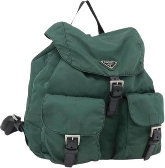 Prada Pre-owned Backpacks, female, Green, Size: ONE SIZE Pre-owned Vintage Nylon Backpack