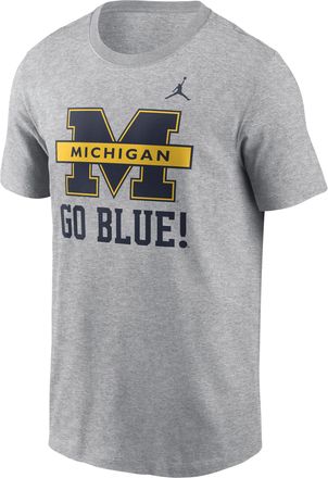 Nike Jordan Michigan Primetime Logo Mantra Nike Mens College T-Shirt in Grey | N19906GMWN-BX7