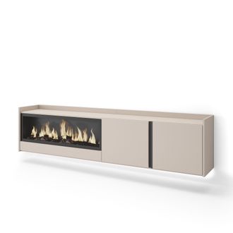 Skraut Home Skraut Home - Mueble Tv, Televisi&oacute;n, Muebles De Sal&oacute;n, Almacenaje, 212x35x50cm, Para Tv Hasta 80, Chimenea El&eacute;ctrica Xxl, Colgado, Suspendido, Led, Es