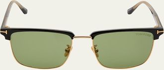 Tom Ford Mens FT0997-Hudson Half-Rim Square Sunglasses