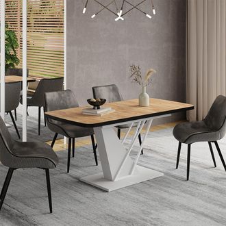 Vicco Mesa De Comedor Fenaro, Oro Potencia Roble/blanco, 120 X 80 Cm Extensible, Vicco