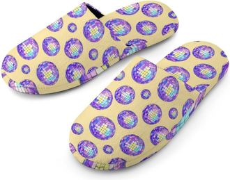 Generic Disco Ball Print Mens Slippers Warm Non-Slip Houes Shose Spa Slipper for Home Bedroom