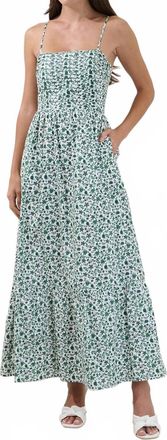 Sugarlips Sima Pleated Maxi Dress In White Green