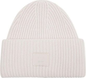 Acne Studios Beanies, unisex, Beige, Size: ONE SIZE Large Face Logo Beanie